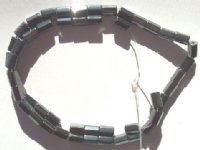 16 inch strand of 8x6mm Magnetic Hematite 6-Sided Tubes